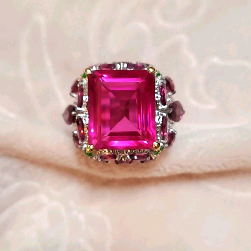 Orchard Quartz, multi gem ring Sterling size 8